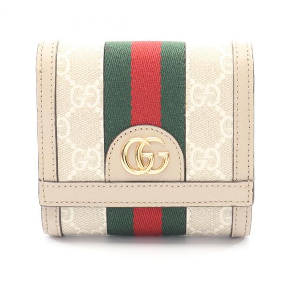 Gucci Ophidia GG Wallet Sherry Line Bifold Leather and Coated Canvas Women...